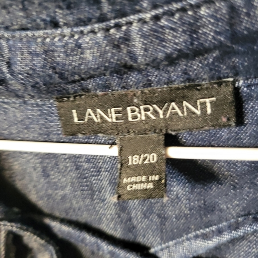 Lane Bryant Blue Denim look Lace up Front Blouse Size 18/20 - Picture 3 of 4
